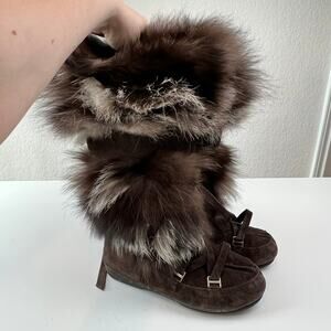 Moon Boots Brown Fur Winter size 7 FLAWED